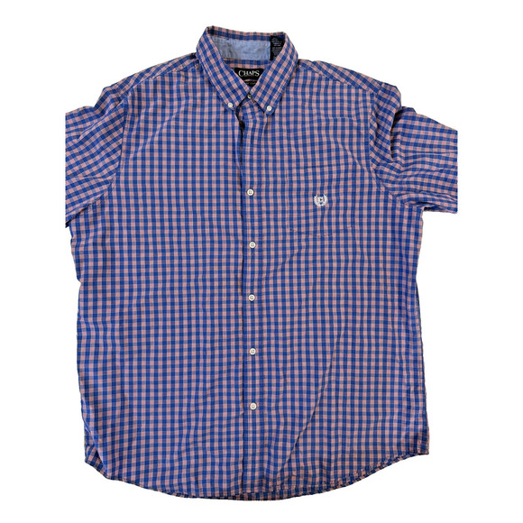 Ralph Lauren Chaps Button Up Shirt Mens XL Blue Red Plaid Easy Care Lot Of 2 - Picture 5 of 7